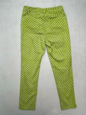 Coldwater Creek Women's Green White Polka Dot Cotton Blend Skinny Pants Size 4 thumbnail 5