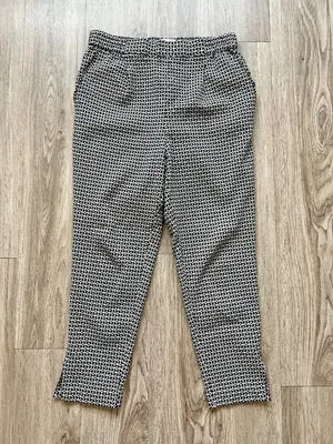 Anthropologie Larkin Jacquard Trouser Pants in Black Motif Size S thumbnail 11