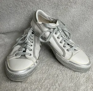 Vintage Havana Alive Glitter Lace Up Womens White Sneakers Size 38 (7-8) thumbnail 1