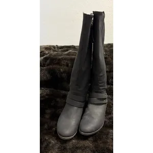 Dr Scholls Boots Womens 8 Reach For It Tall Riding Black Knee High Zipper Block thumbnail 2