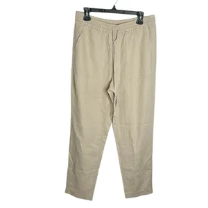 J. Crew Wide-leg seaside textured drawstring pant in linen beige hue size M tall thumbnail 2