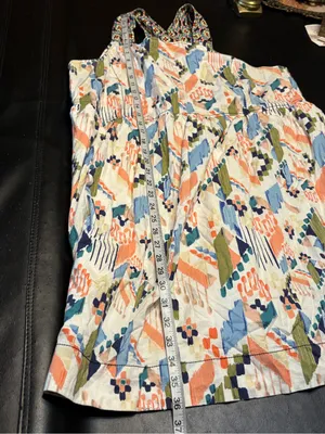 Anthropologie Pastel Multi Geometric Crossback Mini Sundress size Large thumbnail 15