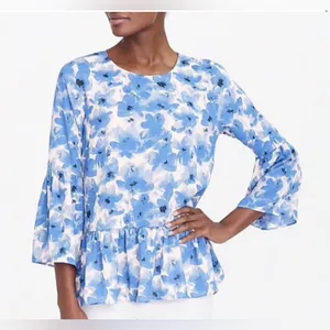 J.Crew Women’s Floral Peplum Blouse‎ Size S thumbnail 1