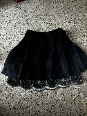Robert Rodriguez Black Pleated Mini Skirt with Lace Trim size 2 thumbnail 5