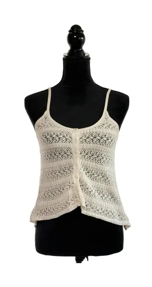 VTG Guess Womens Sz S crochet tank top open knit Y2K Bohemian Coastal Cowgirl thumbnail 1