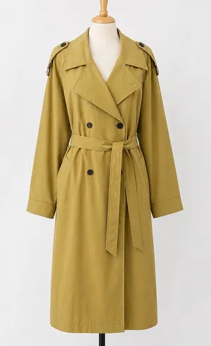 A New Day‎ Womens Large Mustard Yellow Double Breasted Trench Coat with Belt thumbnail 1