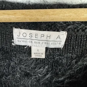Joseph A Womens size Large Black Knit Eyelash Mixed Media Sweater thumbnail 5