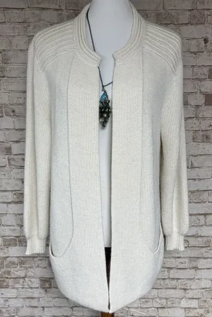 PERUVIAN LINK Ebel Cardigan IVORY 100% Alpaca Pockets Soft One Size‎ UK 10 12 14 thumbnail 1