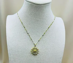 Sunflower Necklace 18K Golden Plated Stainless Steel thumbnail 4