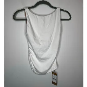NWT OGL Move White Side Ruched Boat Neck Sleeveless Tank Top Brami Women Size S thumbnail 2