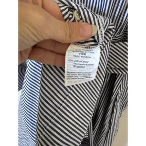 J. Crew Tie Waist Shirt Knee Length Dress Striped Navy Blue White Size 12 thumbnail 6