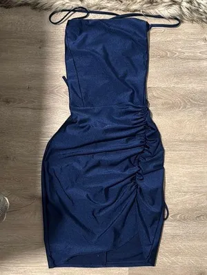 Windsor Blue Bodycon Spaghetti Strap Dress thumbnail 1