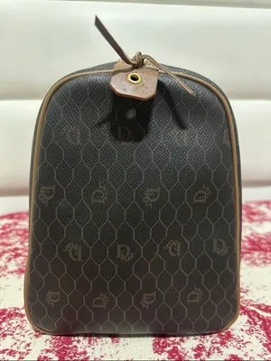 Christian Dion PVC Brown Monogram Travel Duffle Bag with Leather Trim thumbnail 4