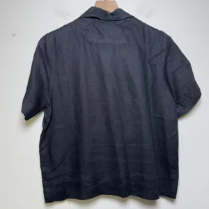Quince Women 100% Linen Button Front Shirt Small Charcoal Short Sleeve Lagenlook thumbnail 7