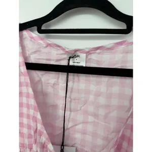 Revolve x VDM The Label Jemma Crop Tie Front Cover Up Pink Gingham Sz S thumbnail 5