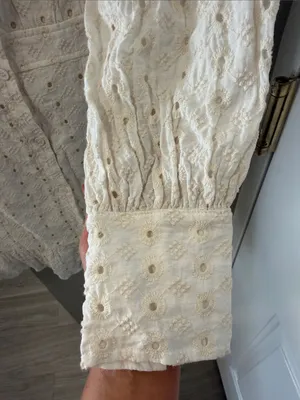 $198 Karlie Cream Eyelet Button-Front Ruffle Mini Dress M thumbnail 3