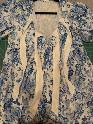 Amazon Blue and White Floral Mini Dress with Bow Detail thumbnail 7