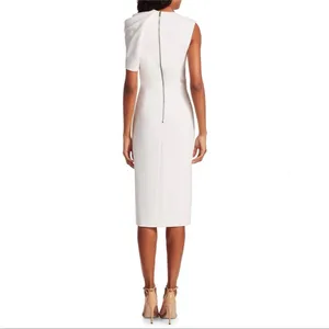 Alice + Olivia Kiro White Ruffle Gathered One Shoulder Wedding Sheath Dress 2 thumbnail 4