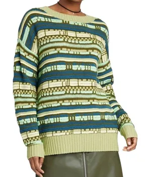 Wild Fable Green 3D Textured Knit Crewneck Long Sleeve Pullover Sweater Medium thumbnail 1
