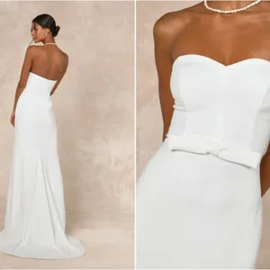 LULU's Sexy Bridal Wedding Chic Modern Sexy Minimalist Mermaid Trumpet Maxi Gown thumbnail 4