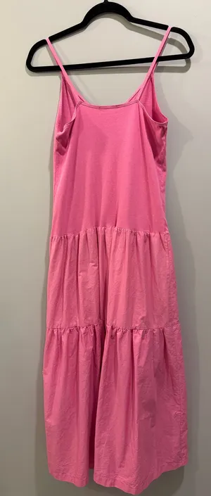 ZARA Mixed Material Drop Waist Tiered Sleeveless Maxi Dress Pink thumbnail 5