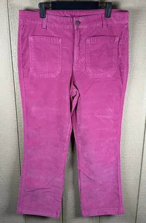 Free People High Time Velvet Kick Flare Pants Womens Size 14 Pink Patch Pockets thumbnail 1