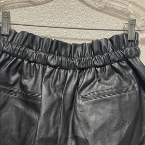 QIANXIZHAN Women's Leather Shorts, Faux High Waisted Wide Leg thumbnail 6