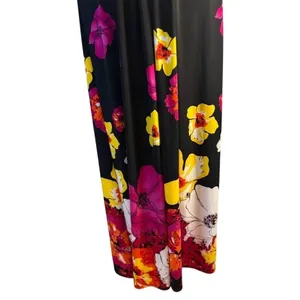 Jones Wear Dress Maxi Womens 8 Black Excellent Floral Halter Pleated V-Neck‎ thumbnail 2