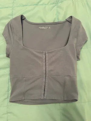 Abercrombie Cotton Seamless Fabric Corset Top Light Blue thumbnail 3