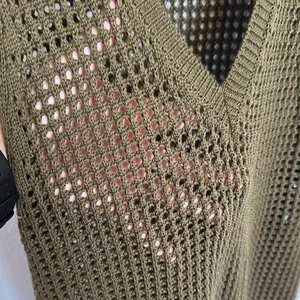 Anthropologie Olive Mesh Knit Top Size Small thumbnail 6