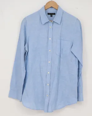 Banana Republic Linen Shirt Womens M Button-down Blue Long Sleeve Excellent thumbnail 1
