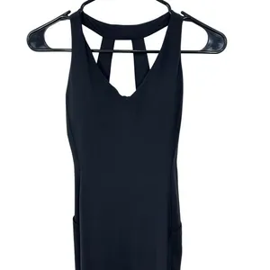 Athleta Transcend Bodysuit Black Yoga‎ Pilates One Piece Strappy Back Pockets XS thumbnail 2