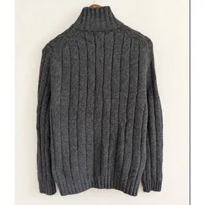Cherokee Gray Lambswool Blend Cable Knit Full Zip Mock Neck Sweater Sz Medium thumbnail 2