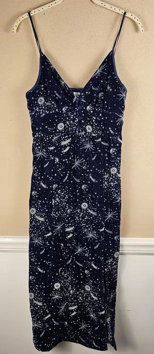 Urban Outfitters Womens Blue‎ Velvet Rooftop Constellation Midi Dress Small thumbnail 1