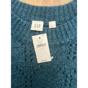 NWT Gap Pointelle Knit Sweater Crewneck Pullover Blue‎ Size L /wool thumbnail 5