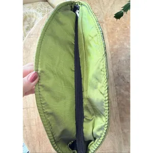 No Brand Lime Green Satin Evening Handbag Lucite Ring Handles Embroidered Clutch thumbnail 4