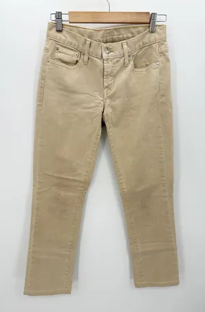 Ralph Lauren Khaki Straight Leg Pants Cotton Stretch Tan‎ Women Size 26 thumbnail 1