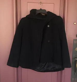 ZARA Wool Blend Wrap Collar Hood Coat thumbnail 4