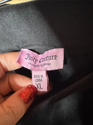 Juicy Couture Black Velour Wide Leg Lounge Pants Rhinestone Logo XL Y2K thumbnail 4