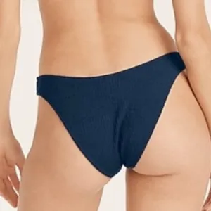 J. Crew NWT Bikini Bottom‎ Women’s L Curved Waist Navy Blue Scrunchie thumbnail 1