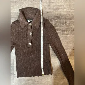 URBAN OUTFITTERS Chocolate Ribbed Henley Top thumbnail 7
