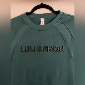 NWT Lululemon Scuba Oversized Pullover Wordmark Storm Teal Sweatshirt Size M L thumbnail 12
