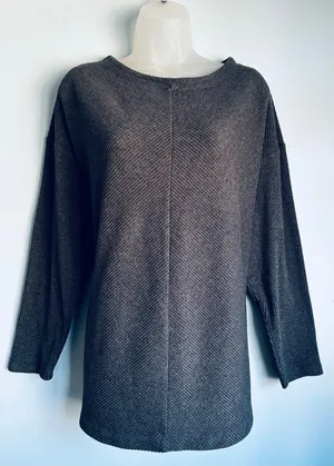 Ava & Viv Gray Sweater Ribbed Like XL thumbnail 1