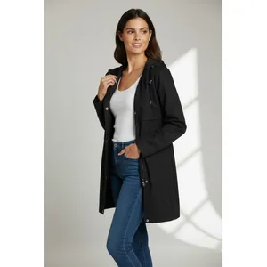 Time and Tru Womens Jacket Sz L Black Hooded Lightweight Anorak Full Zip Outdoor thumbnail 5