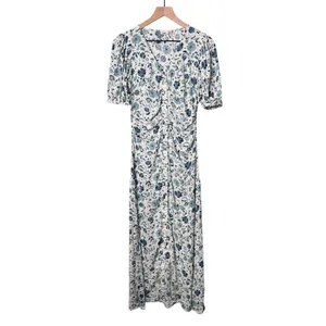 NWT Faherty Sorrento Print Dreamer Floral Maxi Dress Blue White Women’s Size XXS thumbnail 4