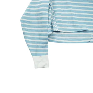 Altar'd State Blue White Striped Waffle Knit Cropped Oversize Long‎ Sleeve Top thumbnail 4
