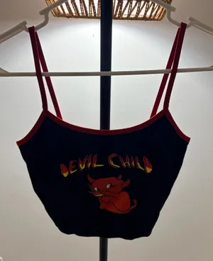 Devil Child Graphic Crop Tank thumbnail 1