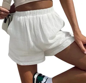 Princess Polly White Linen Look Lined Shorts High Waist Pockets Elastic Waist S thumbnail 1