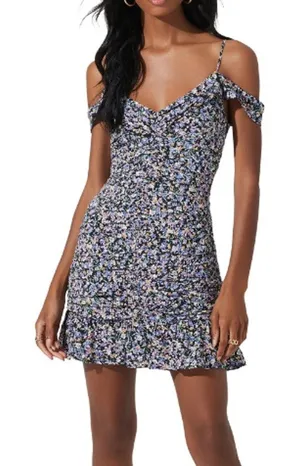 ASTR the Label Ruched Off-the-Shoulder Mini Dress, Size S thumbnail 1
