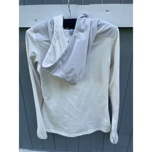 Nike Pro Dri-FIT Womens Quarter Zip Hoodie White Lime Green Swoosh Size M thumbnail 2